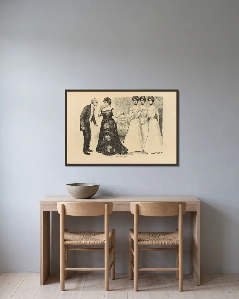 Fasligt predikament av Charles Dana Gibson inramad på en vägg