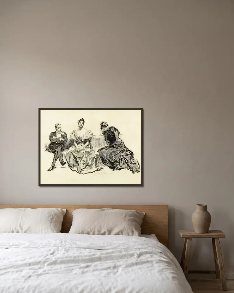 Målmedveten kvinna av Charles Dana Gibson inramad på en vägg