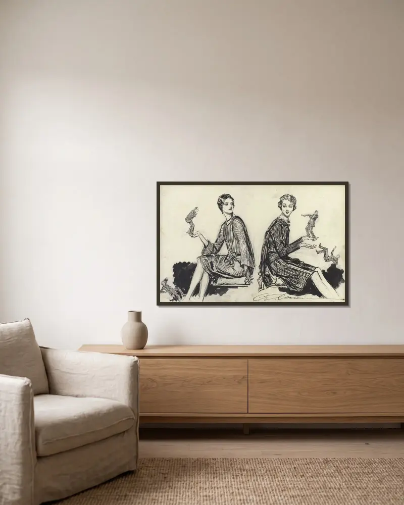 Duplikate von Charles Dana Gibson gerahmt an einer Wand