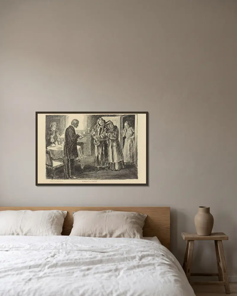 Smygningsbröllop med bensin av Charles Dana Gibson inramad på en vägg