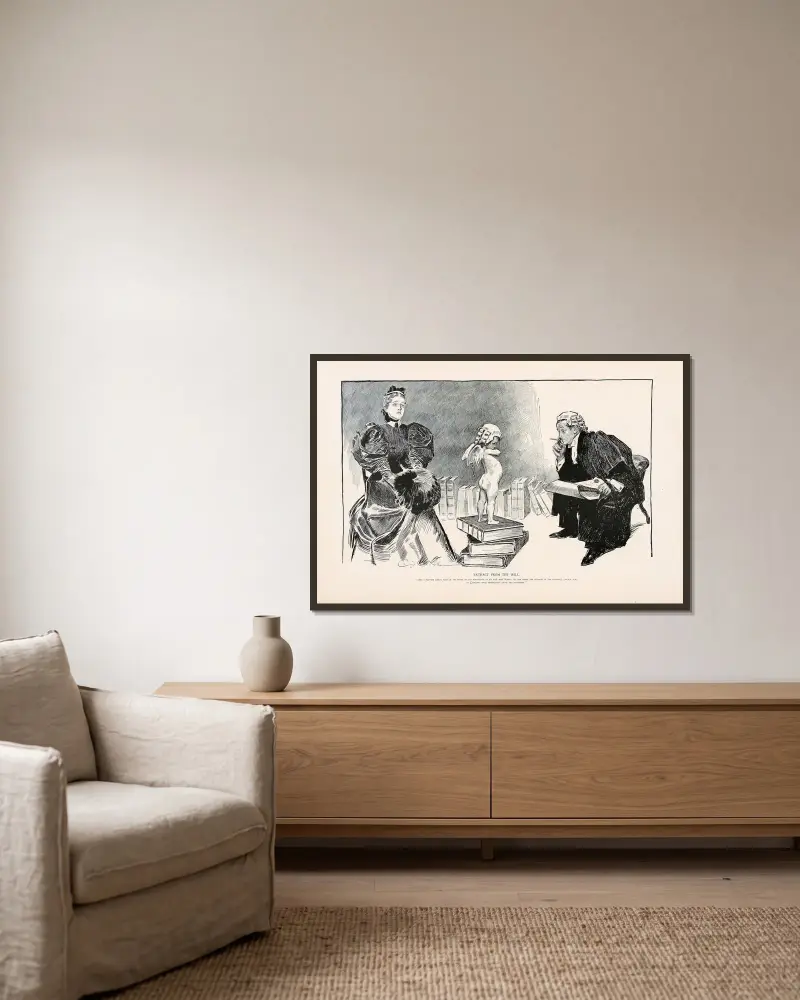 Utdrag ur testamentet av Charles Dana Gibson inramad på en vägg