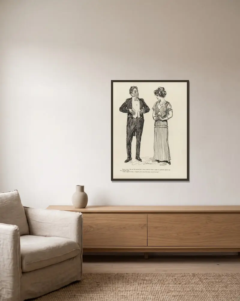 Famous actor; Oh, yes, I’m married… av Charles Dana Gibson inramad på en vägg