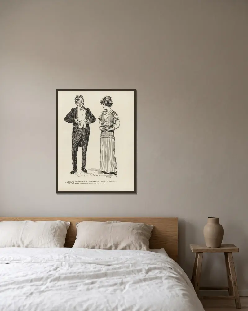 Famous actor; Oh, yes, I’m married… av Charles Dana Gibson inramad på en vägg