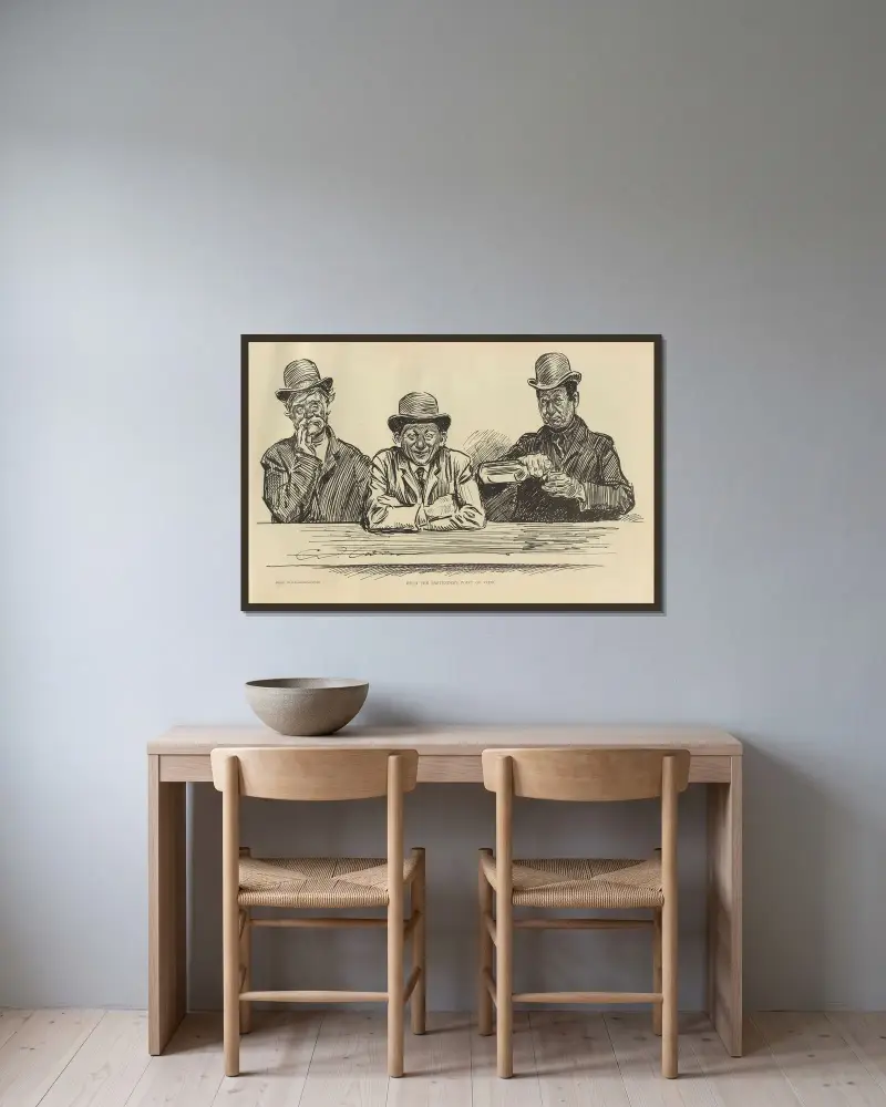 Från bartenderns synvinkel av Charles Dana Gibson inramad på en vägg