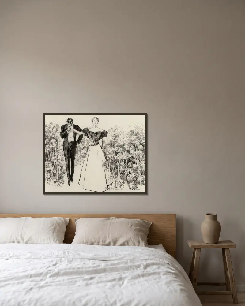Ungdomens trädgård av Charles Dana Gibson inramad på en vägg