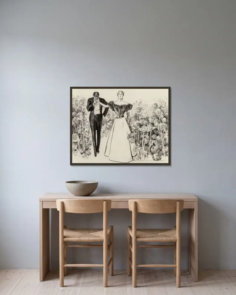Ungdomens trädgård av Charles Dana Gibson inramad på en vägg