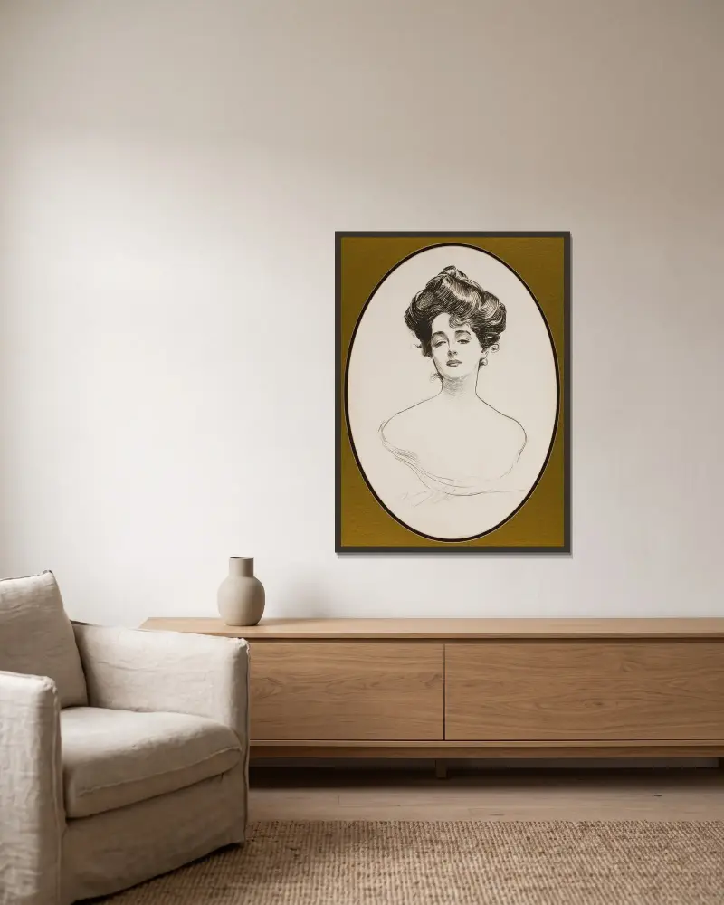 Gibson Girl av Charles Dana Gibson inramad på en vägg