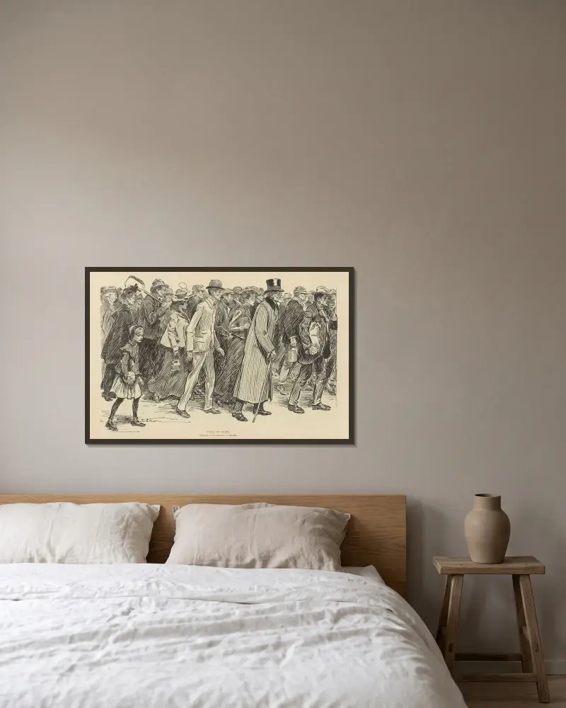 På väg till arbetet av Charles Dana Gibson inramad på en vägg