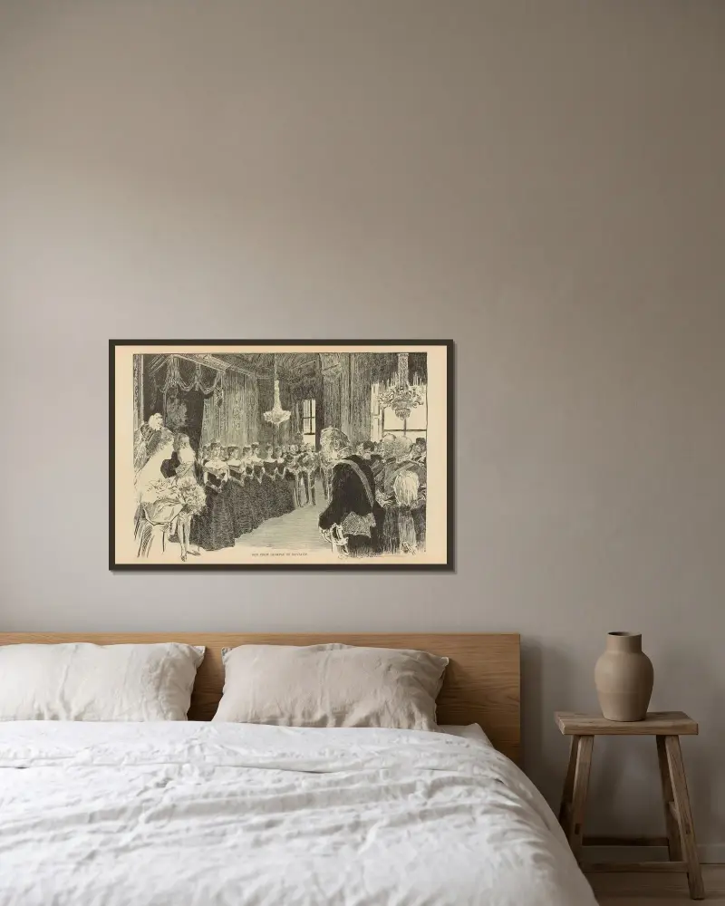 Hennes första glimt av kunglighet av Charles Dana Gibson inramad på en vägg