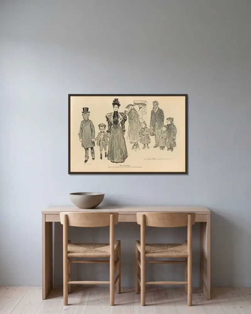 Hennes straff av Charles Dana Gibson inramad på en vägg