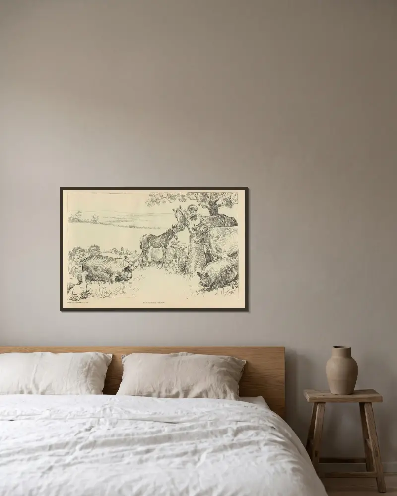 Hennes sommargäster av Charles Dana Gibson inramad på en vägg