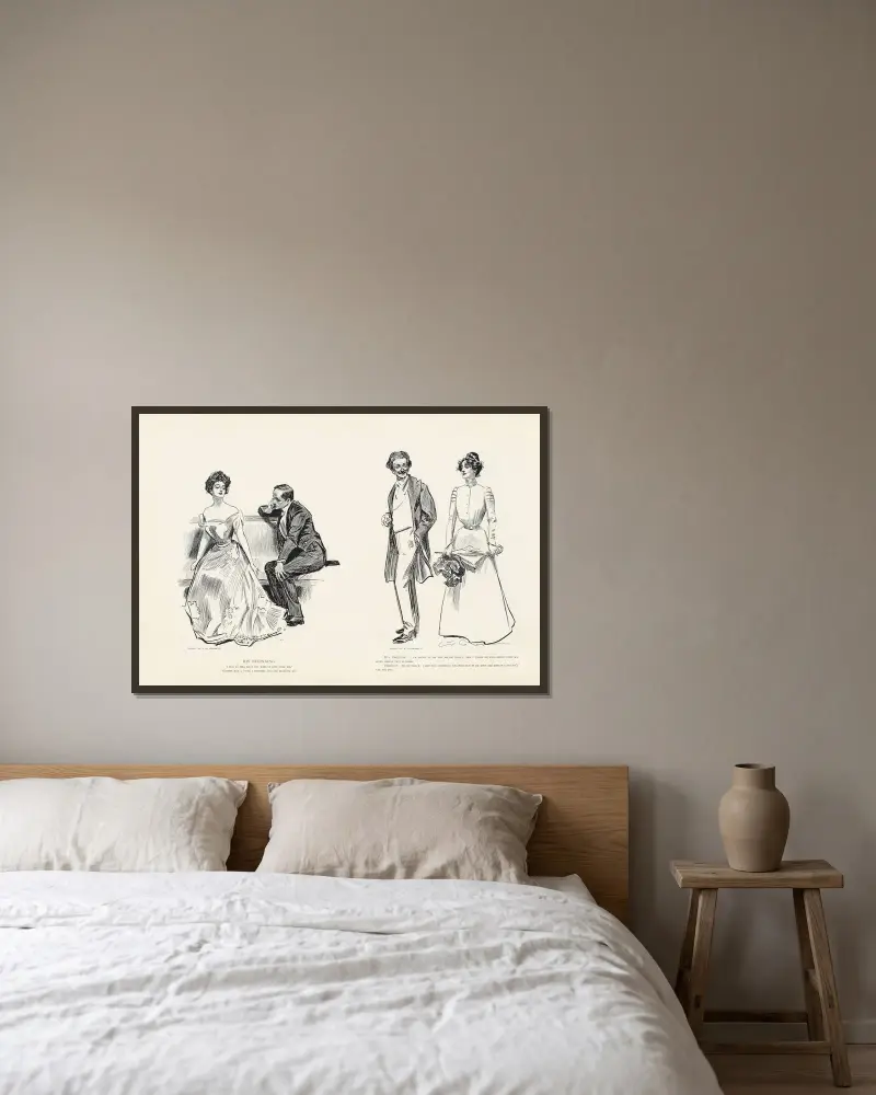 Sein Anfang, 1900 von Charles Dana Gibson gerahmt an einer Wand