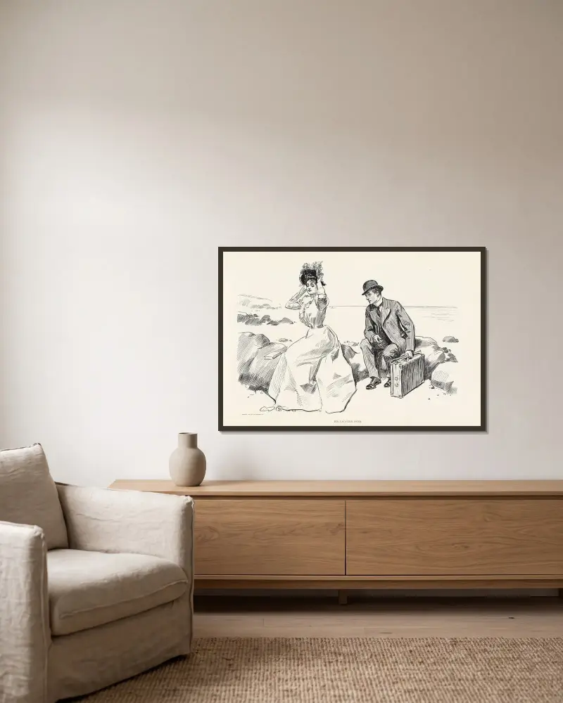 His vacation over av Charles Dana Gibson inramad på en vägg