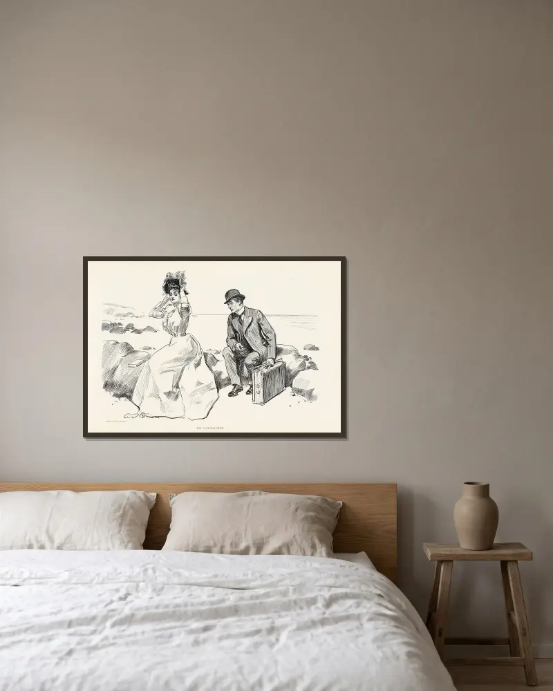 His vacation over av Charles Dana Gibson inramad på en vägg