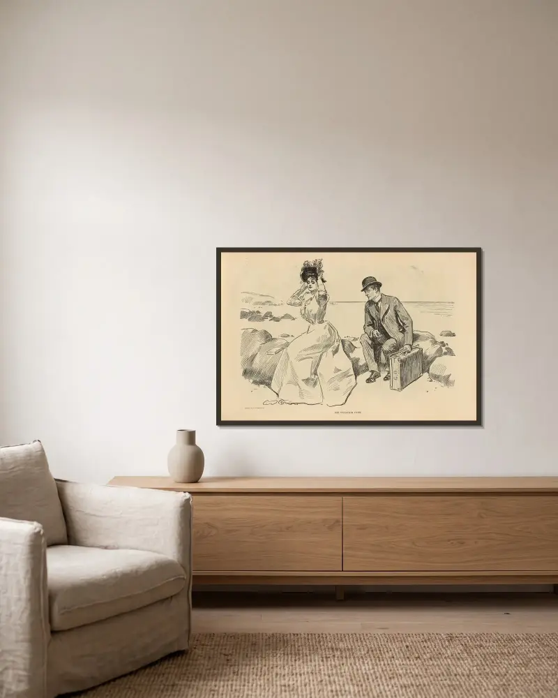 His vacation over av Charles Dana Gibson inramad på en vägg