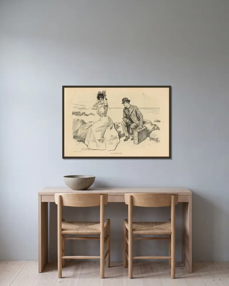 His vacation over av Charles Dana Gibson inramad på en vägg