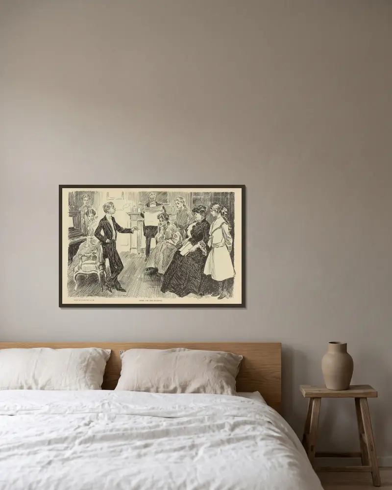 Home for the holidays av Charles Dana Gibson inramad på en vägg