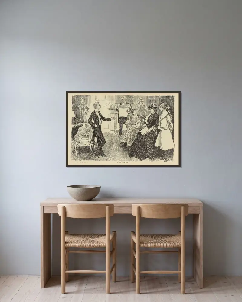 Home for the holidays av Charles Dana Gibson inramad på en vägg