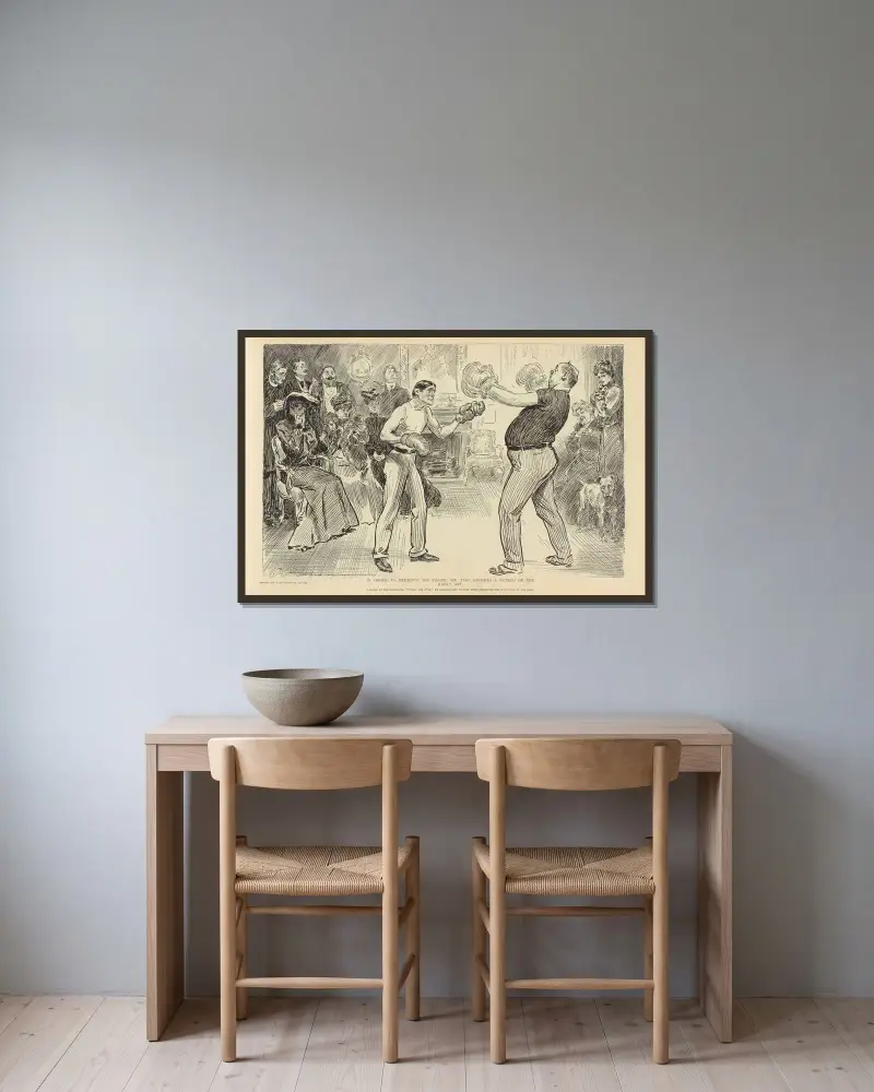 Um seine Figur zu bewahren, wird Mr. Tagg ein Beschützer der männlichen Kunst von Charles Dana Gibson gerahmt an einer Wand