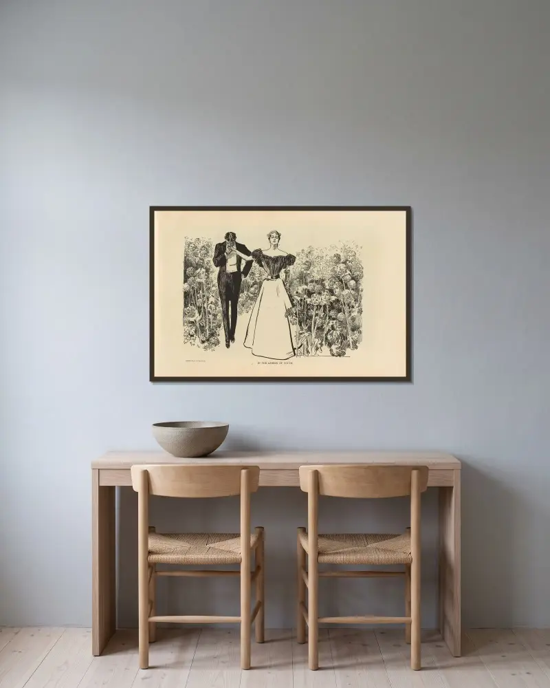 I ungdomens trädgård av Charles Dana Gibson inramad på en vägg