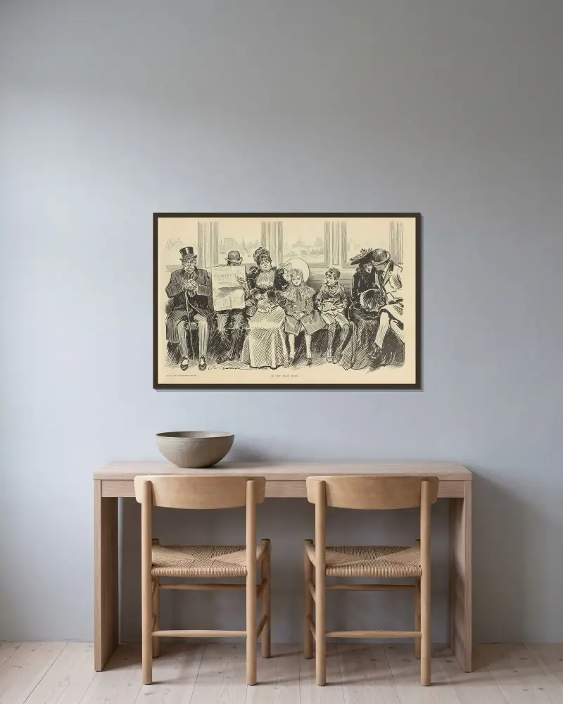 Im selben Boot von Charles Dana Gibson gerahmt an einer Wand