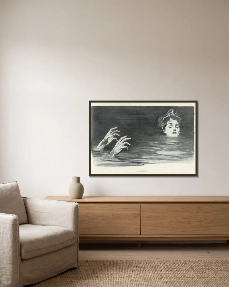 I vattnet av Charles Dana Gibson inramad på en vägg