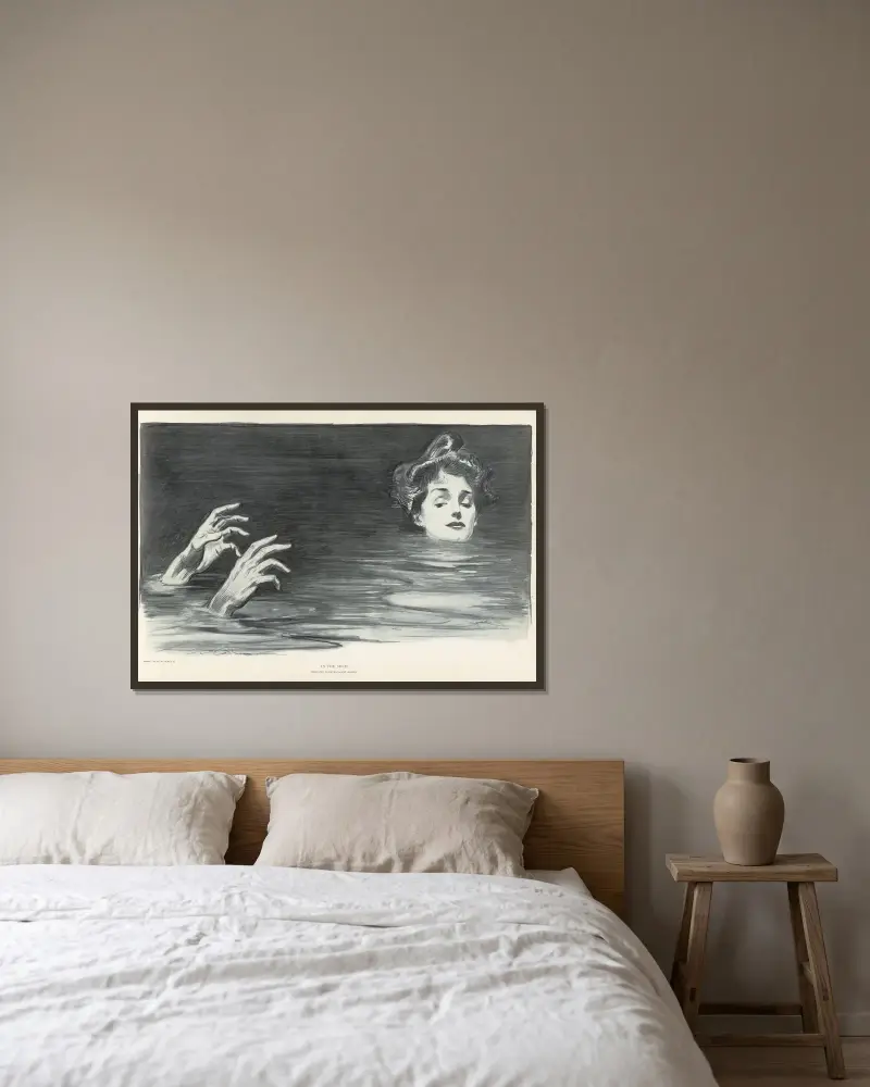 I vattnet av Charles Dana Gibson inramad på en vägg