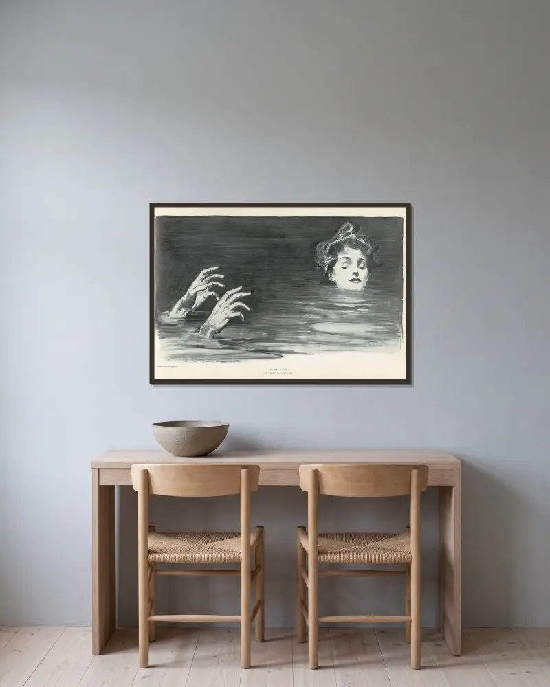 I vattnet av Charles Dana Gibson inramad på en vägg