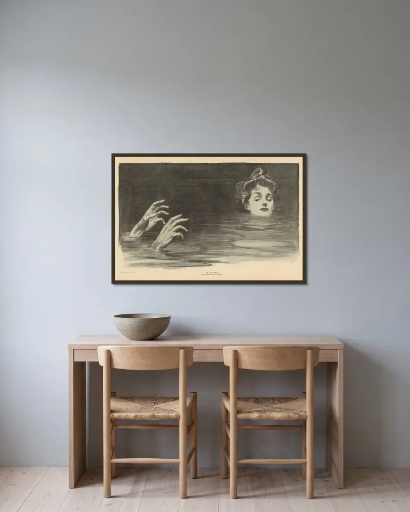 In the swim av Charles Dana Gibson inramad på en vägg