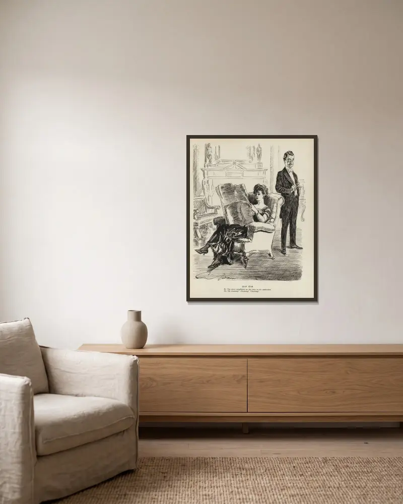 Leap Year av Charles Dana Gibson inramad på en vägg