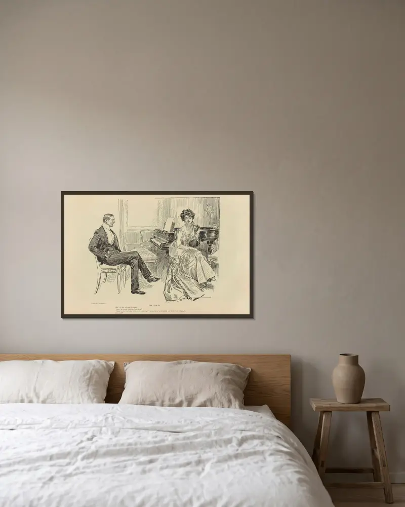 De förlovade av Charles Dana Gibson inramad på en vägg