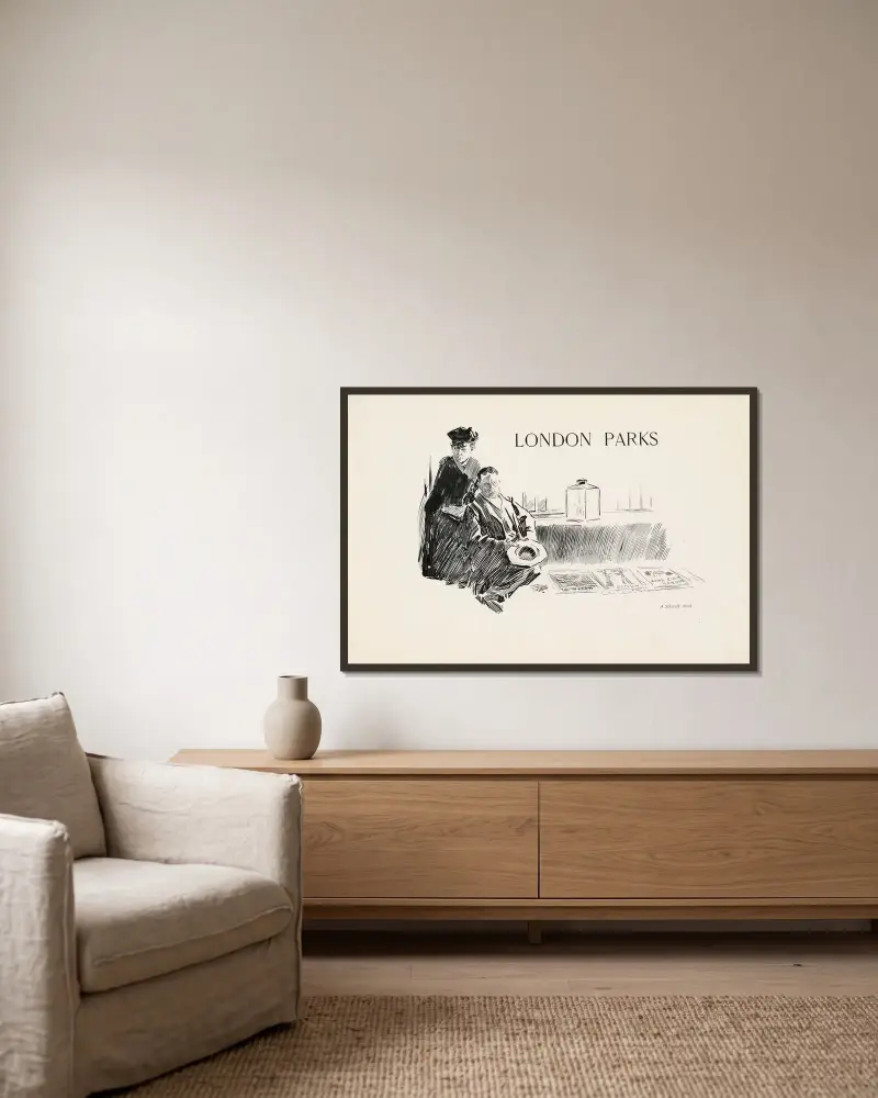 London Parks av Charles Dana Gibson inramad på en vägg