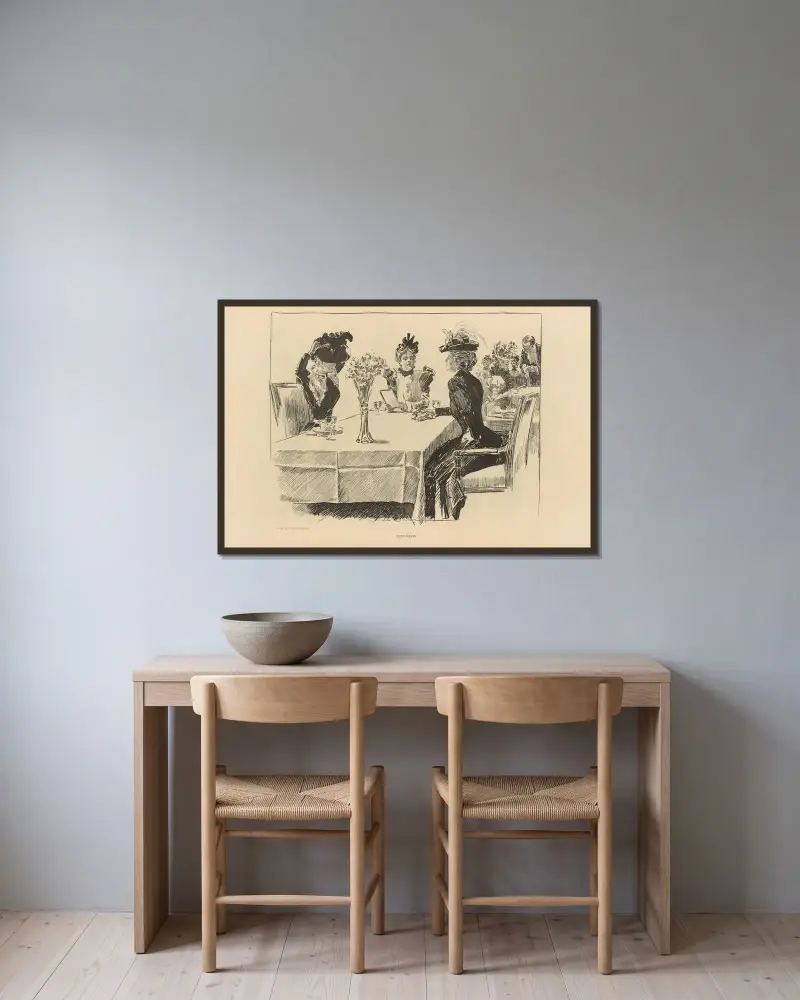 Mittagessen, 1893 von Charles Dana Gibson gerahmt an einer Wand