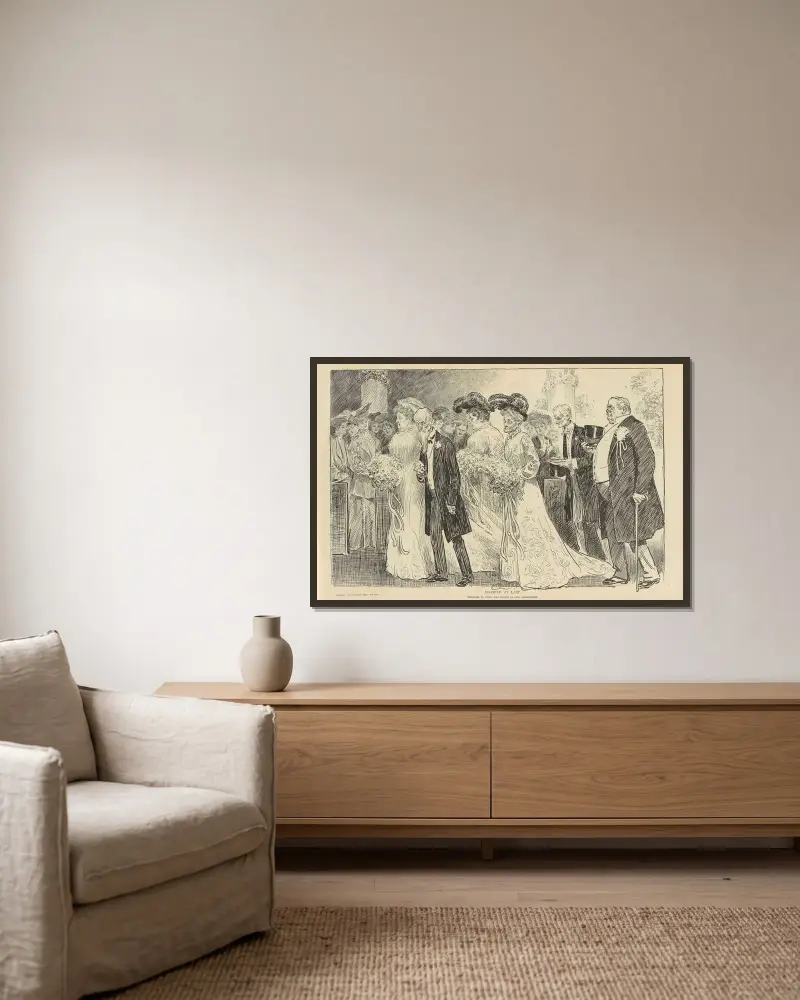 Gifta till slut av Charles Dana Gibson inramad på en vägg