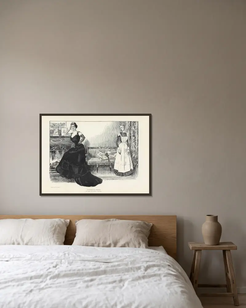 Äktenskapliga missanpassningar – Kvinnan som gifter sig med en klubbman av Charles Dana Gibson inramad på en vägg