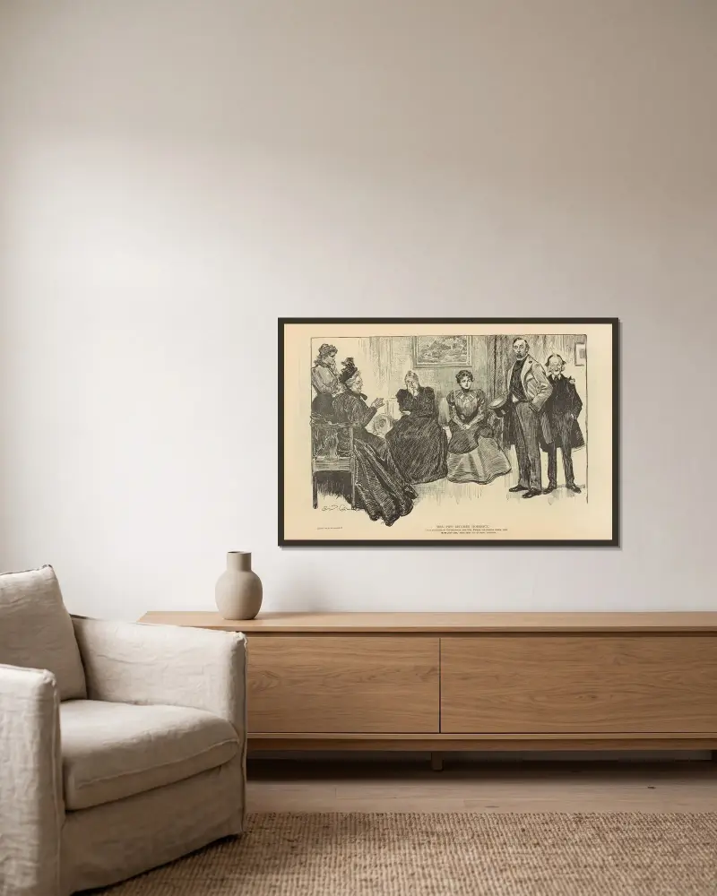 Mrs. Pipp blir hemsjuk av Charles Dana Gibson inramad på en vägg