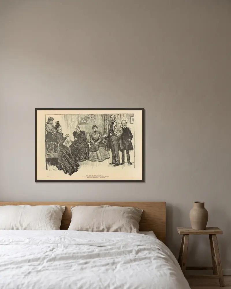 Mrs. Pipp blir hemsjuk av Charles Dana Gibson inramad på en vägg