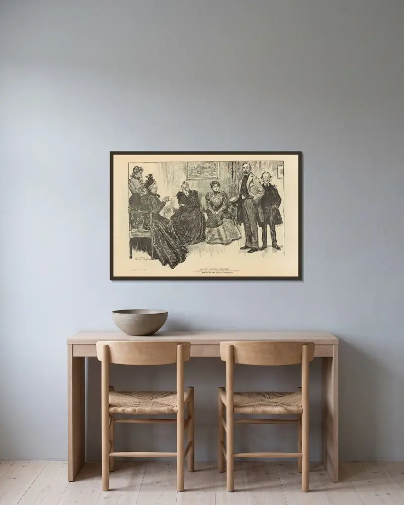 Mrs. Pipp blir hemsjuk av Charles Dana Gibson inramad på en vägg