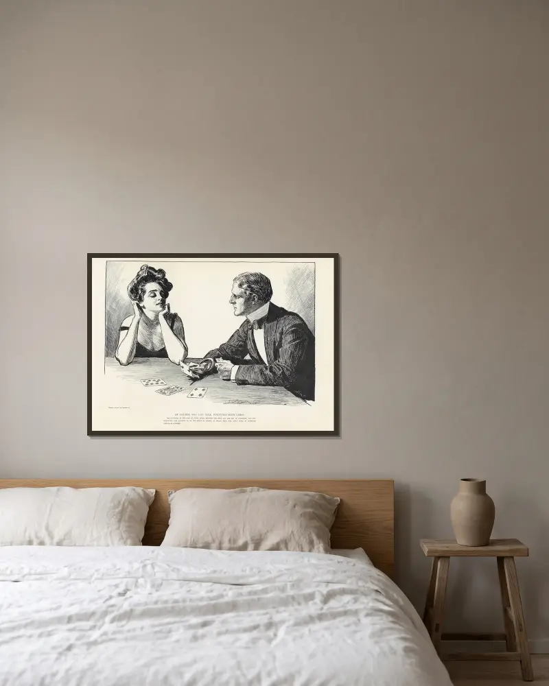 Natürlich kann man mit Karten wahrsagen von Charles Dana Gibson gerahmt an einer Wand