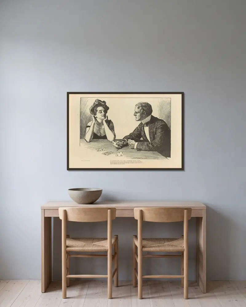 Visst kan du spå i kort av Charles Dana Gibson inramad på en vägg