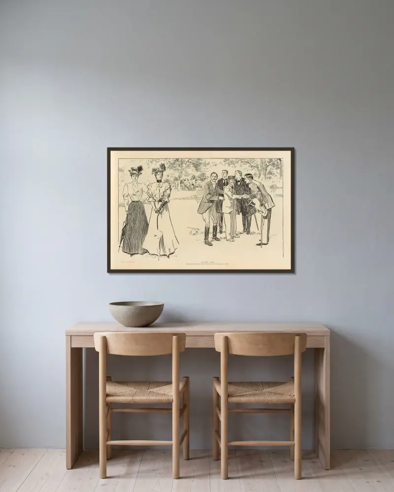 På torra land av Charles Dana Gibson inramad på en vägg