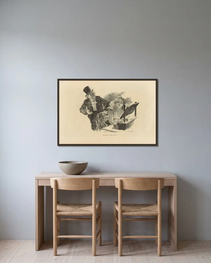 En minut över åtta av Charles Dana Gibson inramad på en vägg