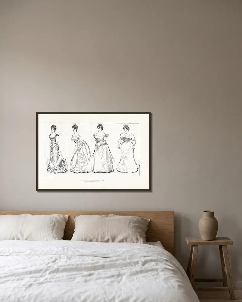 Menschen, die ihren eigenen Kopf haben – Das Mädchen, das eine schmale Taille wollte von Charles Dana Gibson gerahmt an einer Wand