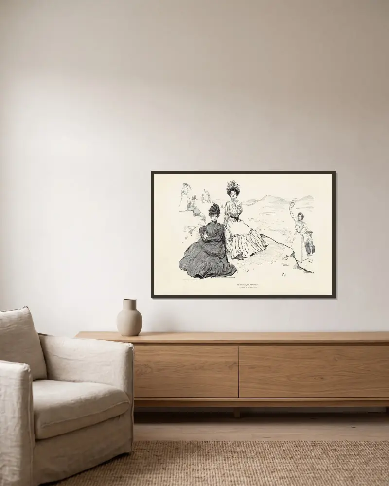Picturesque America – Anywhere in the mountains av Charles Dana Gibson inramad på en vägg