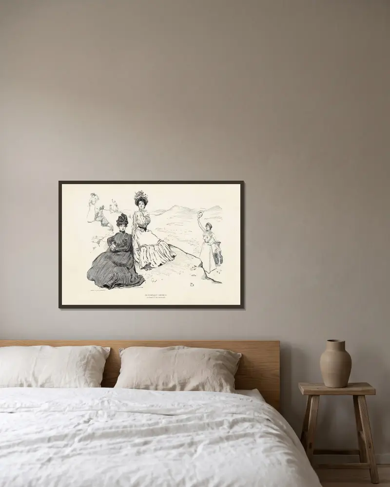 Picturesque America – Anywhere in the mountains av Charles Dana Gibson inramad på en vägg
