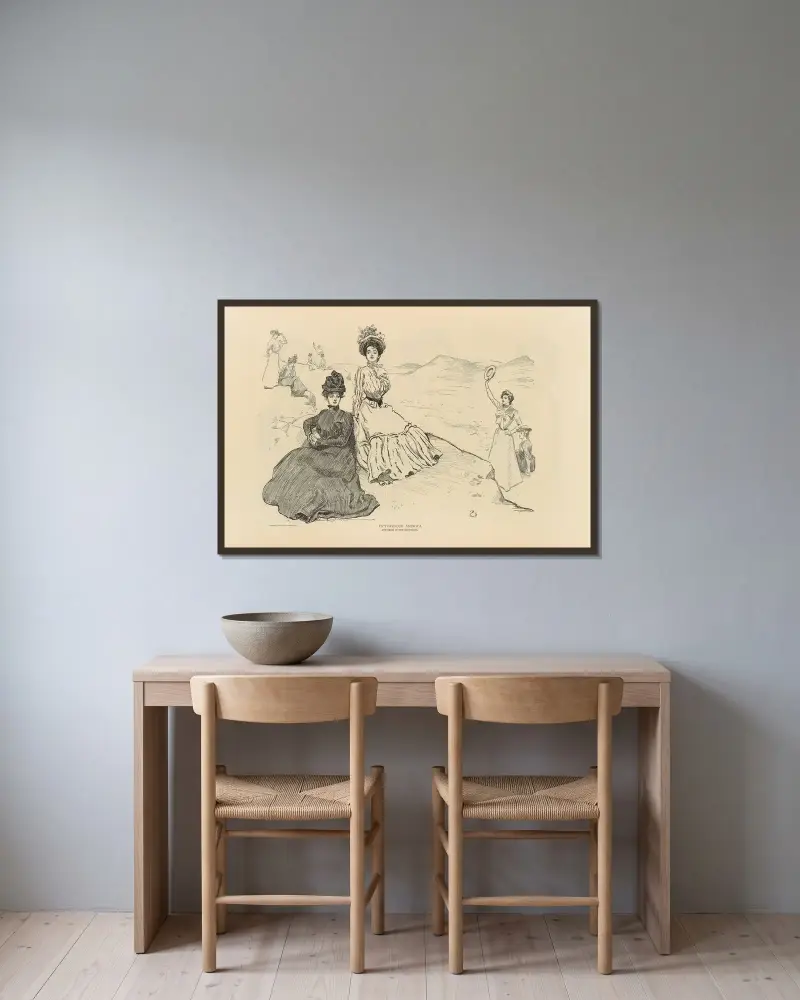 Pittoreska Amerika av Charles Dana Gibson inramad på en vägg
