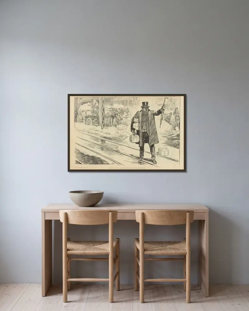 Portrait of an old gentleman on the wrong corner av Charles Dana Gibson inramad på en vägg