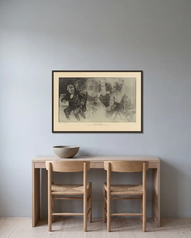 Frühere Mieter, 1893 von Charles Dana Gibson gerahmt an einer Wand