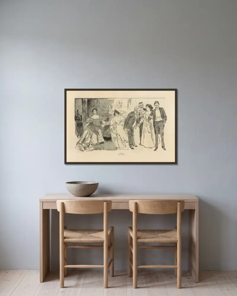 Pussel. Hitta arvtagerskan av Charles Dana Gibson inramad på en vägg
