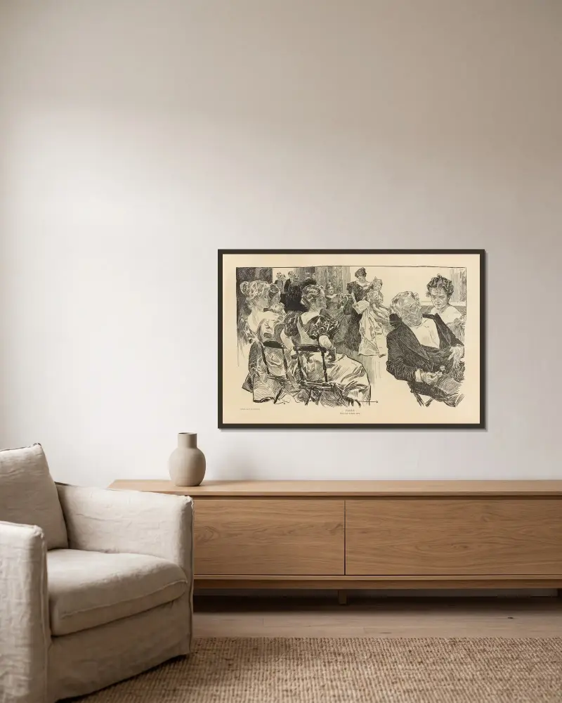 Pussel. Hitta den gifte mannen av Charles Dana Gibson inramad på en vägg